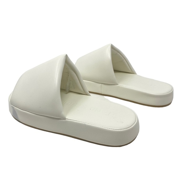 STAND STUDIO Tuva Slippers Sz 5 Women's White Faux Leather Slip On - Picture 6 of 12